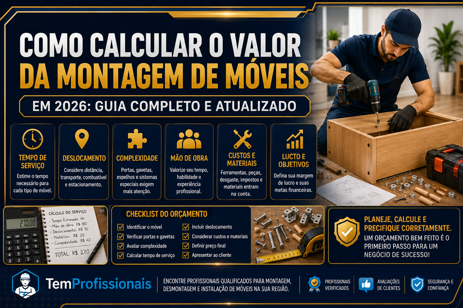 Como Definir o Preço da Montagem de Móveis em 2026: Aprenda a Calcular um Orçamento Justo